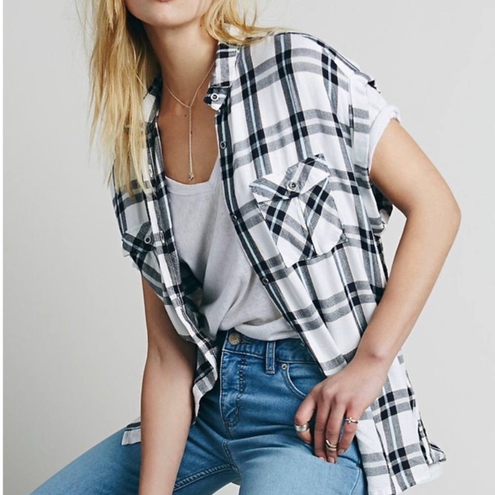 Rails x Free People Sleeveless Plaid Shirt - Picture 1 of 8
